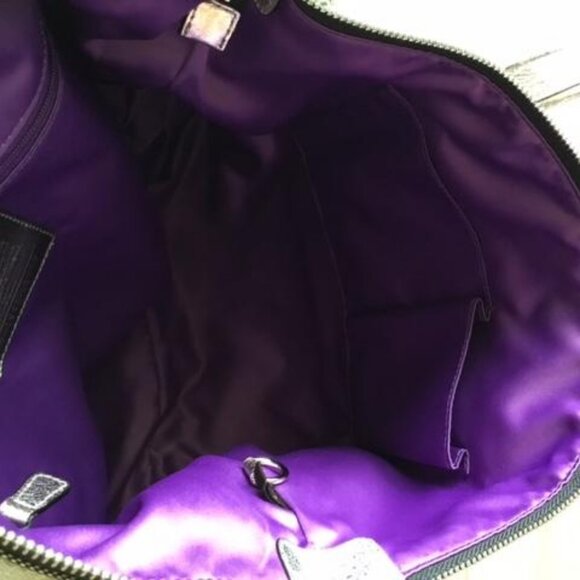 Coach Poppy Optic Op Art Glam Signature Tote Bag Black Grey Silver #13826 - Picture 11 of 12